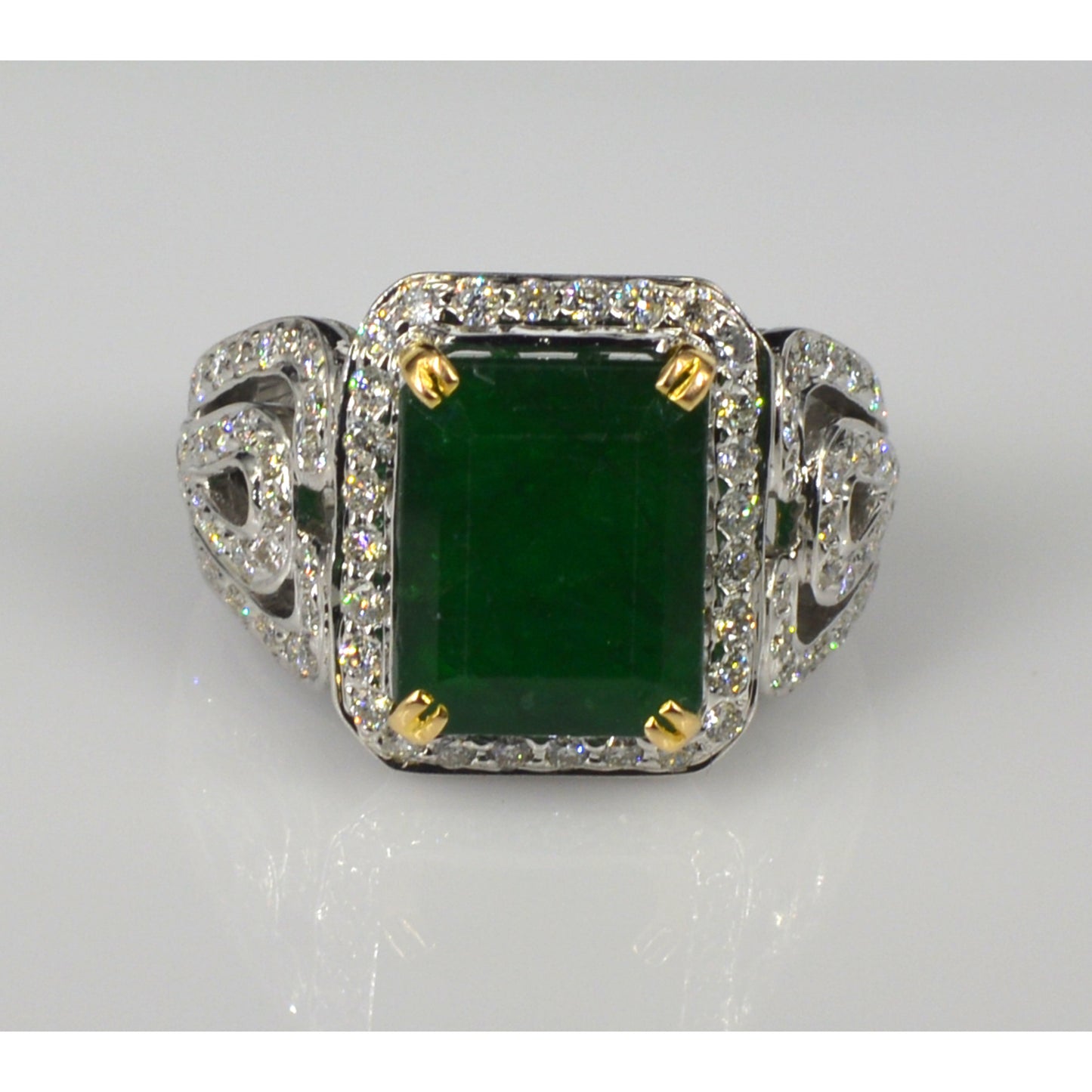 Antiker Smaragd Verlobungsring, Art Deco Natürlicher Smaragd Statement Ring, Vintage Smaragd und Diamant Ehering Mai Geburtsstein