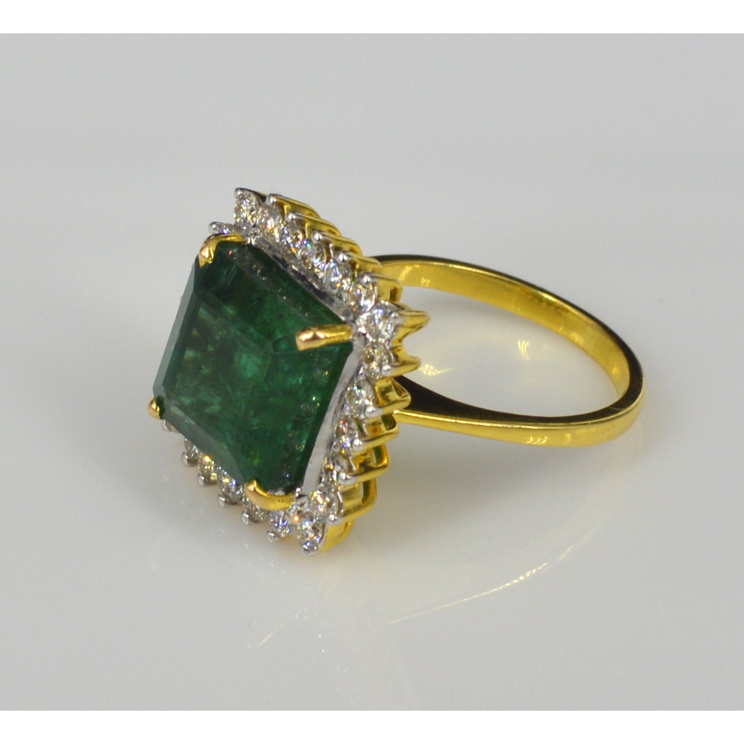 Antiker zertifizierter natürlicher Smaragd Verlobungsring, Art Deco Smaragd Statement Ring, Halo Vintage Smaragd Ehering, Smaragd Versprechensring