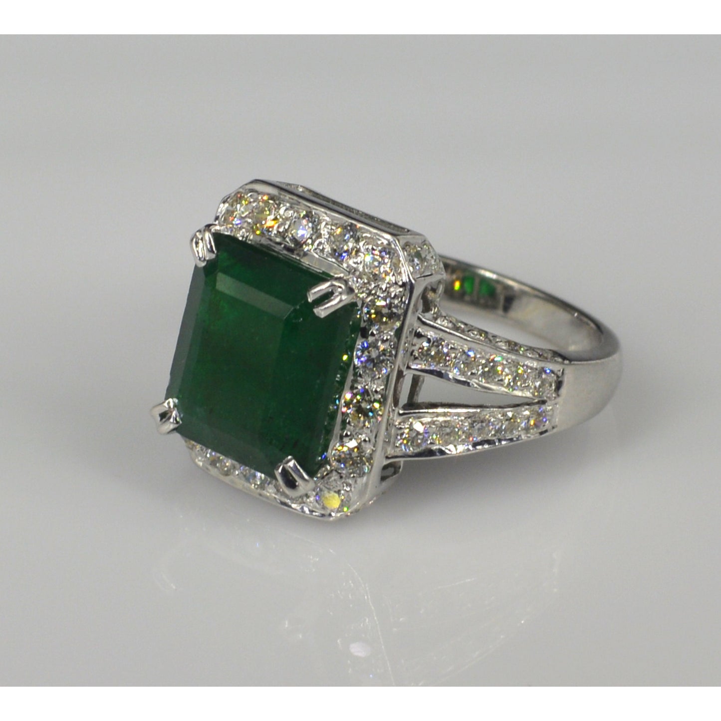 Antique 5 Carat Natural Emerald Engagement Ring, Art Deco Emerald Statement Ring, Halo Vintage Emerald Wedding Ring, Unique Promise Ring