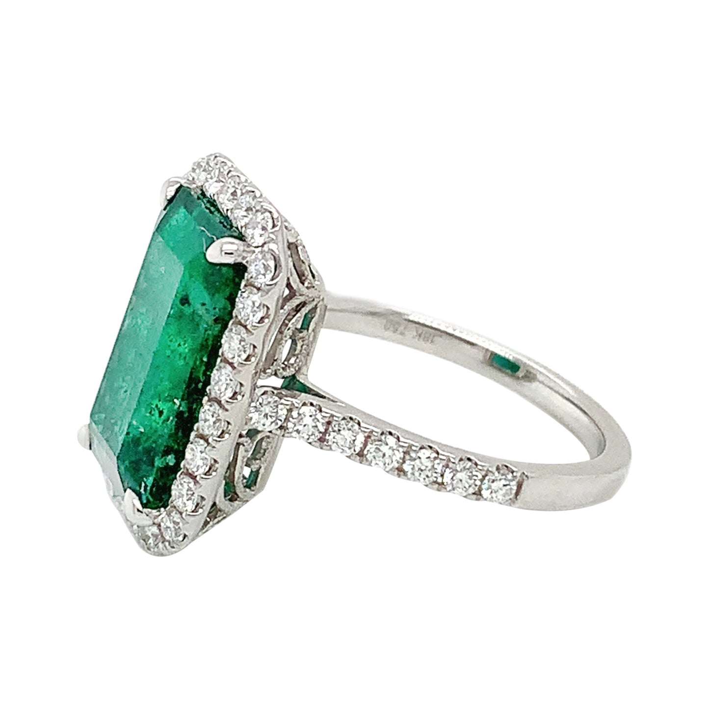 Halo 5 Carat Emerald Statement Ring, Art Deco Natural Emerald Engagement Ring Halo Diamond Wedding Ring for her Antique Emerald Promise Ring