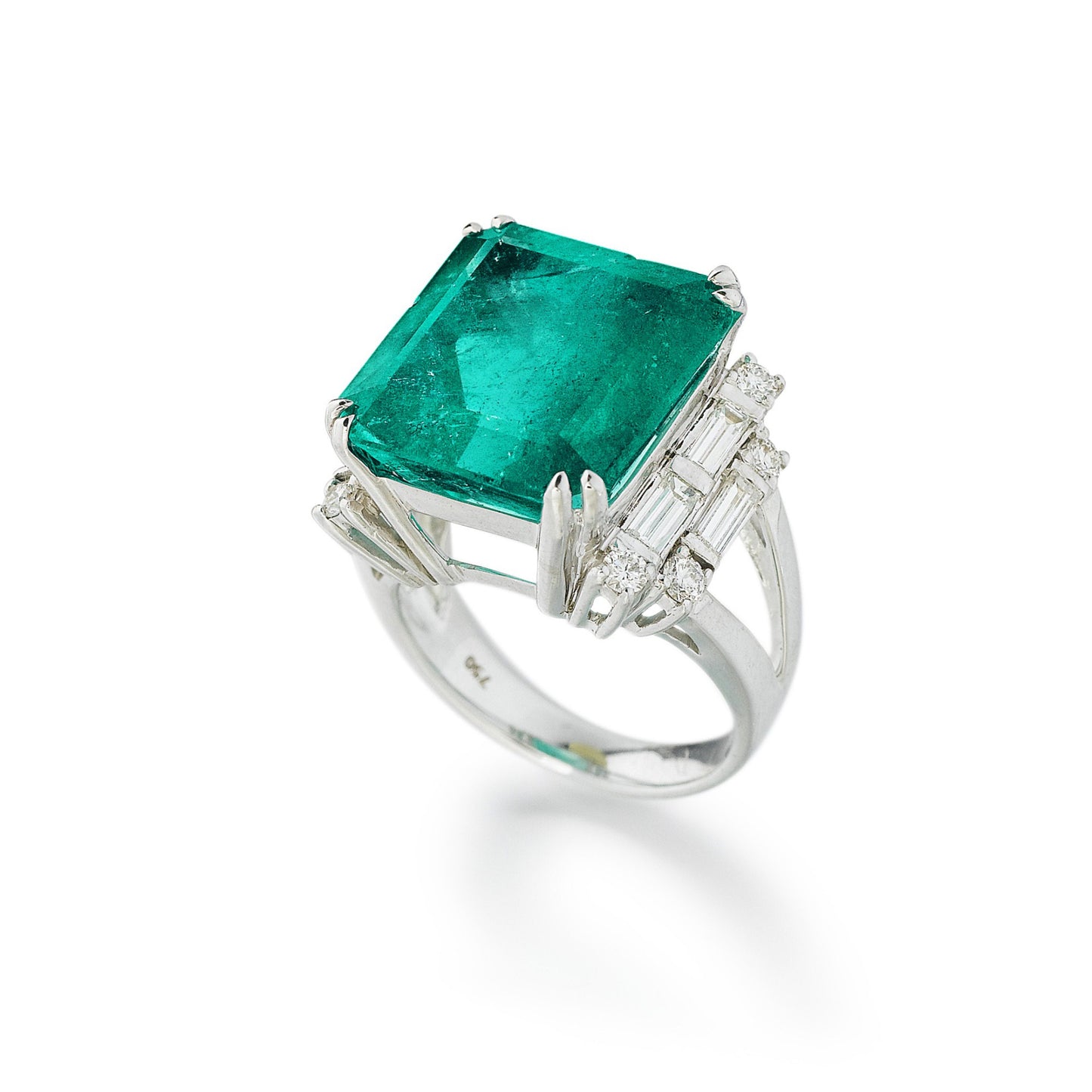 Minimalist 8 Carat Emerald Engagement Ring, Big Emerald and Diamond Statement Ring for her, Emerald Gold Ring Natural Emerald Wedding Ring