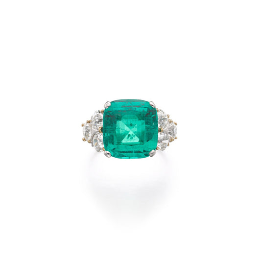 18K Gold Cushion Emerald Engagement Ring Certified Emerald and Diamond Statement Ring for her Emerald Gold Ring Natural Emerald Wedding Ring