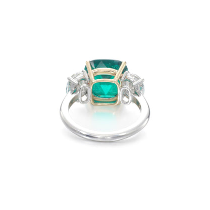 Anillo de compromiso minimalista con esmeralda de talla cojín de 3 quilates Anillo llamativo con esmeralda y diamantes para ella Anillo de oro con esmeralda Anillo de bodas con esmeralda natural