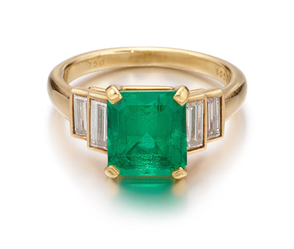 3 Carat Natural Emerald Gold ring, Natural Emerald Engagement ring, Emerald Diamond Wedding Ring, 18K Gold Emerald Statement Rings for women