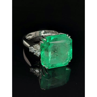 Minimalist 6 Carat Natural Emerald Engagement Ring, Vintage Big Natural Emerald Emerald Statement Ring Unique Certified Emerald Wedding Ring