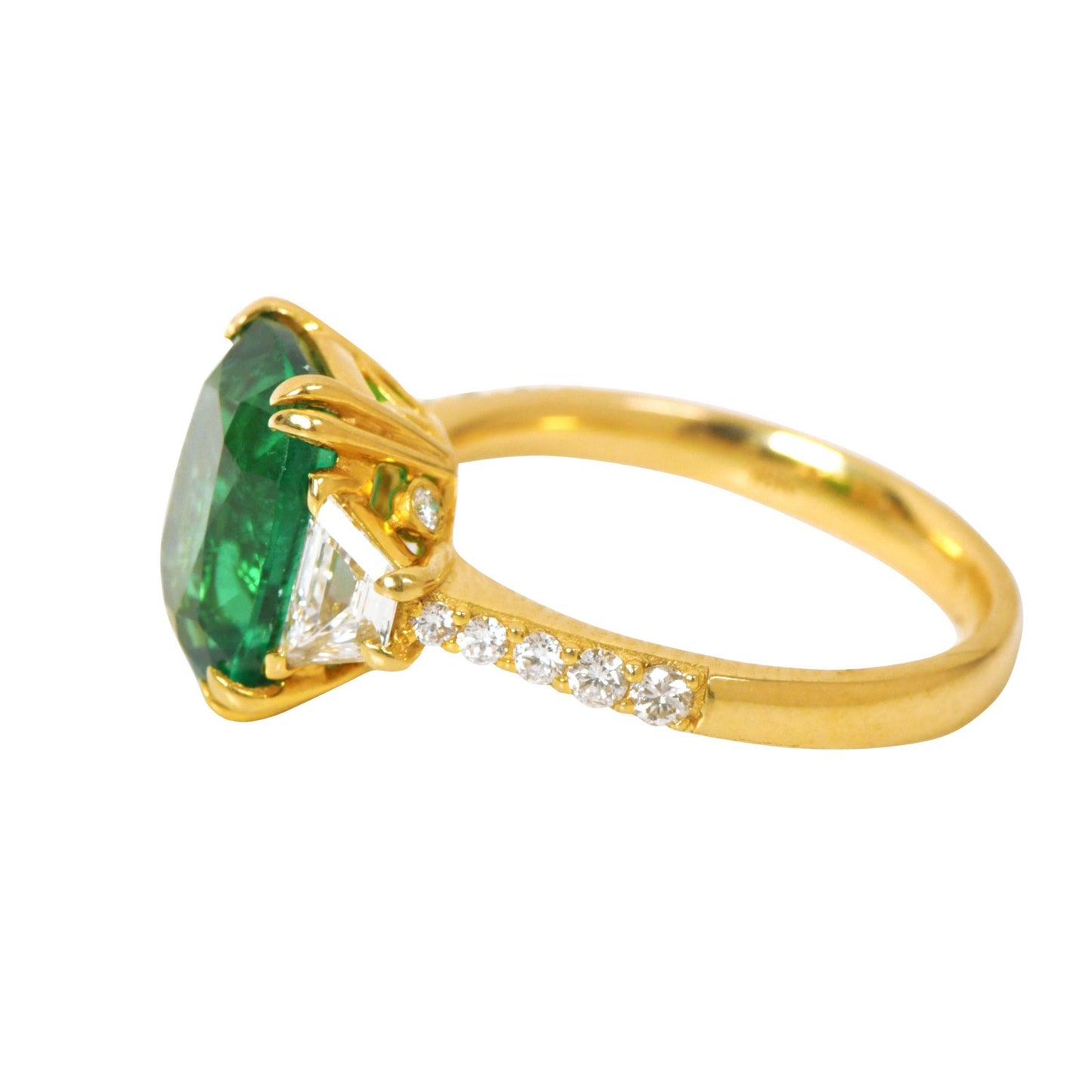 Anillo de compromiso con diamantes y esmeralda en forma de cojín, anillo minimalista de oro con esmeralda, anillo de bodas con esmeralda natural, anillo llamativo con esmeralda antigua