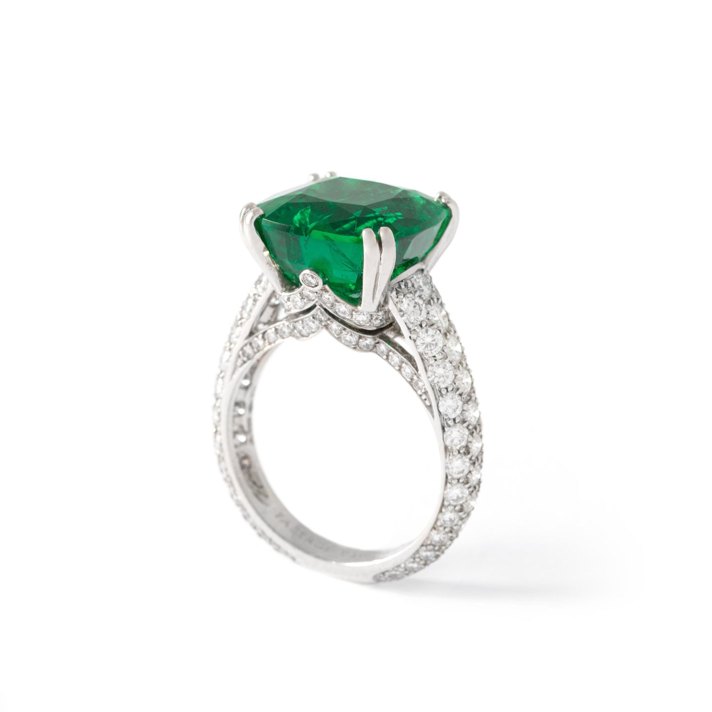 5 Carat Emerald and Diamond Engagement Ring, Minimalist Emerald Gold Ring, Natural Emerald Wedding Ring, Antique Emerald Statement Ring