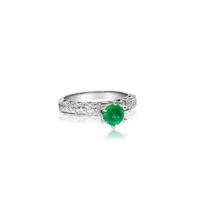 Certified Emerald Engagement Ring, Natural Emerald Wedding Ring for her, Antique Emerald Gold Ring, Emerald Statement Ring for Her