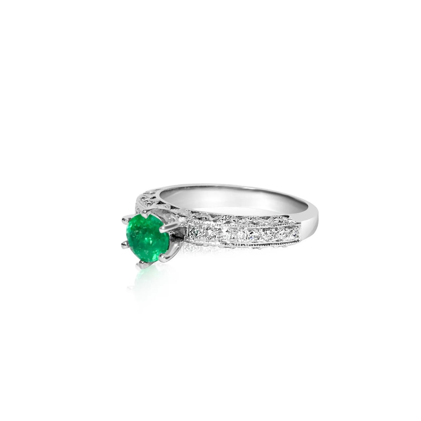 Certified Emerald Engagement Ring, Natural Emerald Wedding Ring for her, Antique Emerald Gold Ring, Emerald Statement Ring for Her