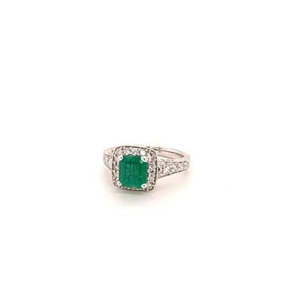 Minimalist Emerald and Diamond Engagement Ring, Emerald and Diamond Statement Ring for her, Emerald Gold Ring Natural Emerald Wedding Ring