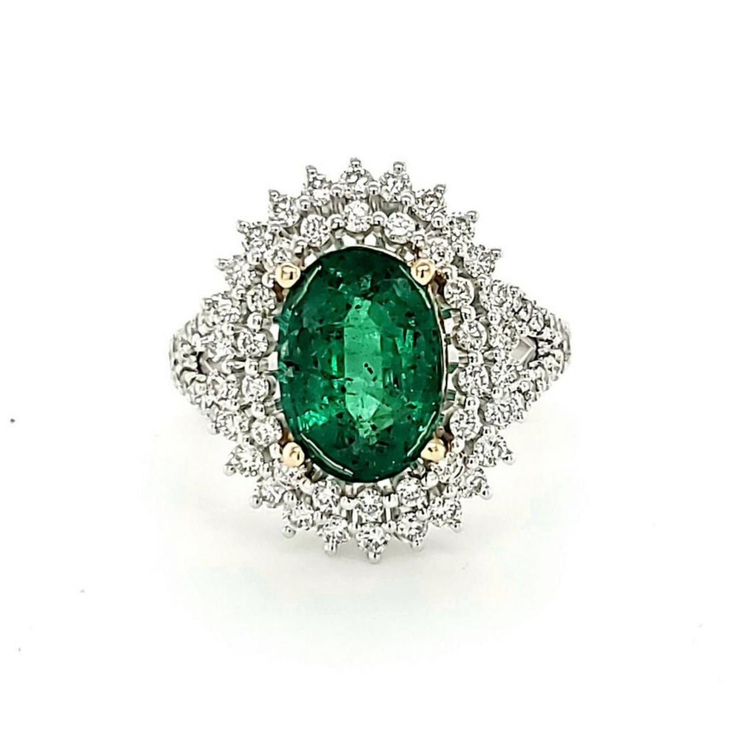 Victorian Certified Natural Emerald Engagement Ring, Antique Floral Emerald and Diamond Wedding Ring Vintage Emerald Statement Ring