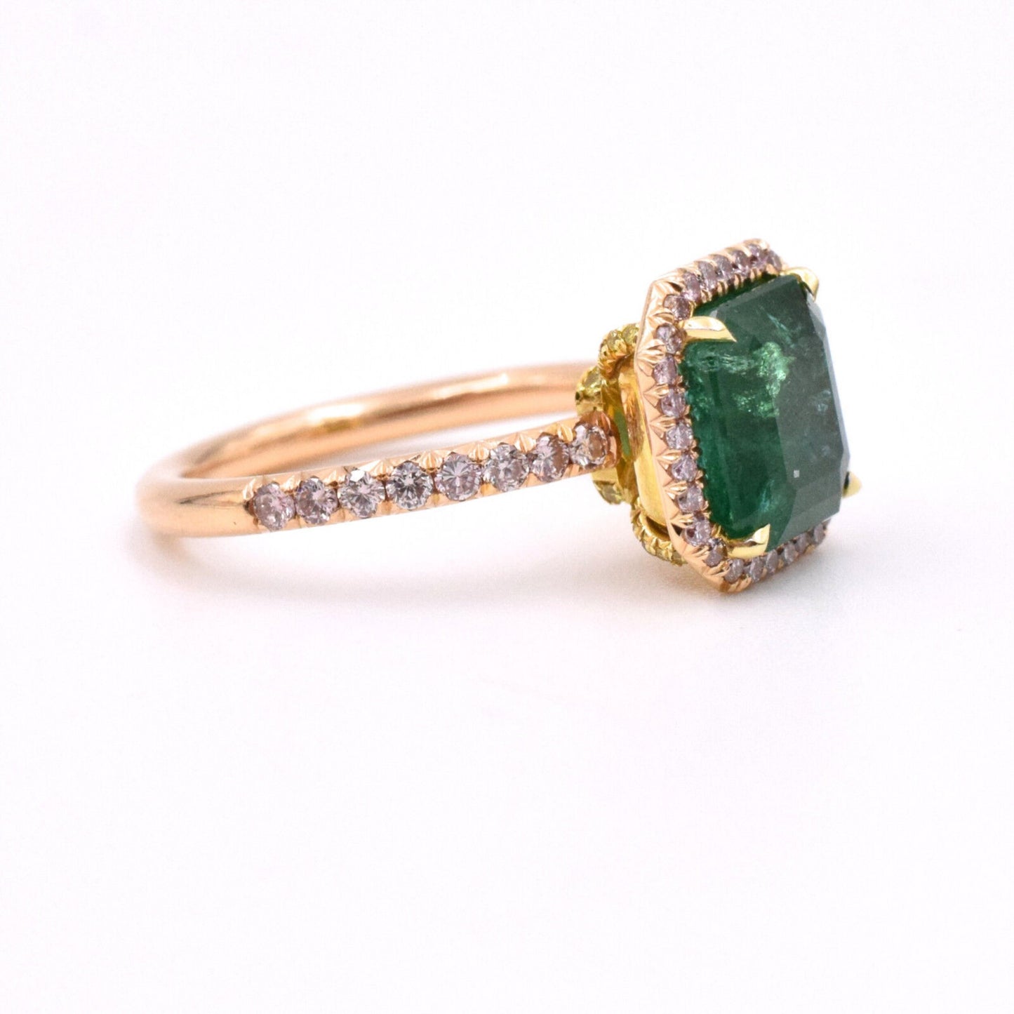 Antique Emerald Engagement Ring, Vintage Natural Emerald Statement Ring for her, Unique Emerald Gold Wedding Ring for her, Anniversary Gift