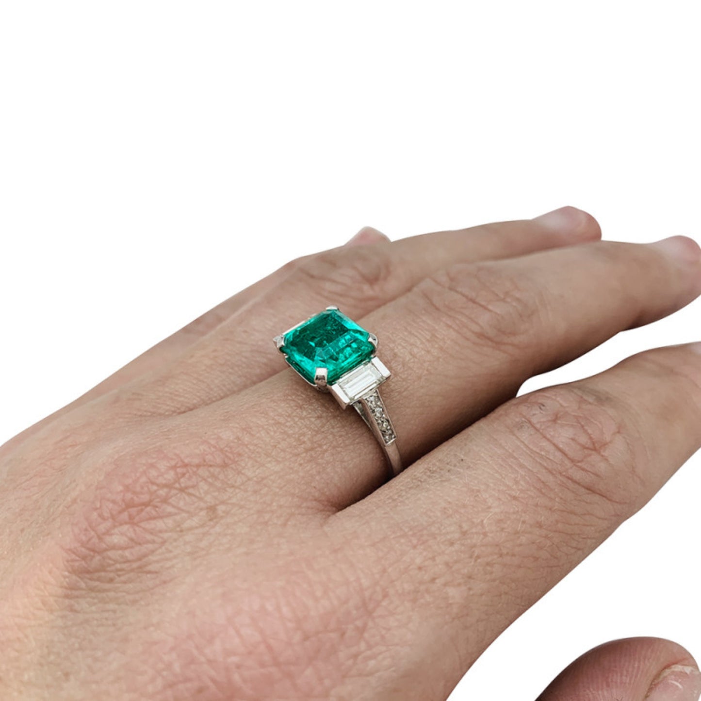 14K Gold Natural Emerald Engagement Ring, Antique Emerald and Diamond Wedding Ring for Women, Halo Engagement Ring, Emerald Statement Ring