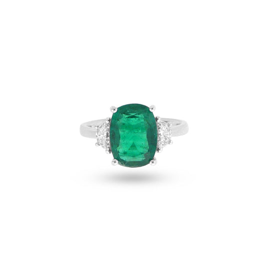 Anillo de compromiso minimalista con esmeralda de corte ovalado para mujer, anillo de bodas con esmeralda natural y diamantes, anillo de oro con esmeralda, anillo llamativo para ella