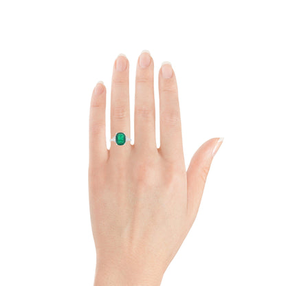 Anillo de compromiso minimalista con esmeralda de corte ovalado para mujer, anillo de bodas con esmeralda natural y diamantes, anillo de oro con esmeralda, anillo llamativo para ella