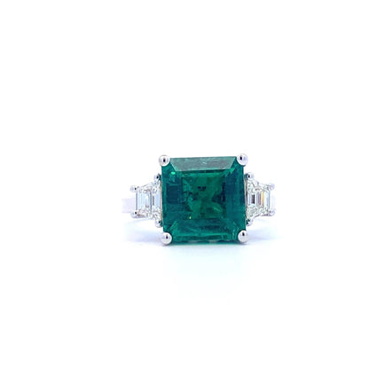 Minimalist 3 Carat Emerald Engagement Ring, Unique 3 Stone Natural Emerald Engagement Ring, Antique Emerald Gold Ring Statement Ring for her