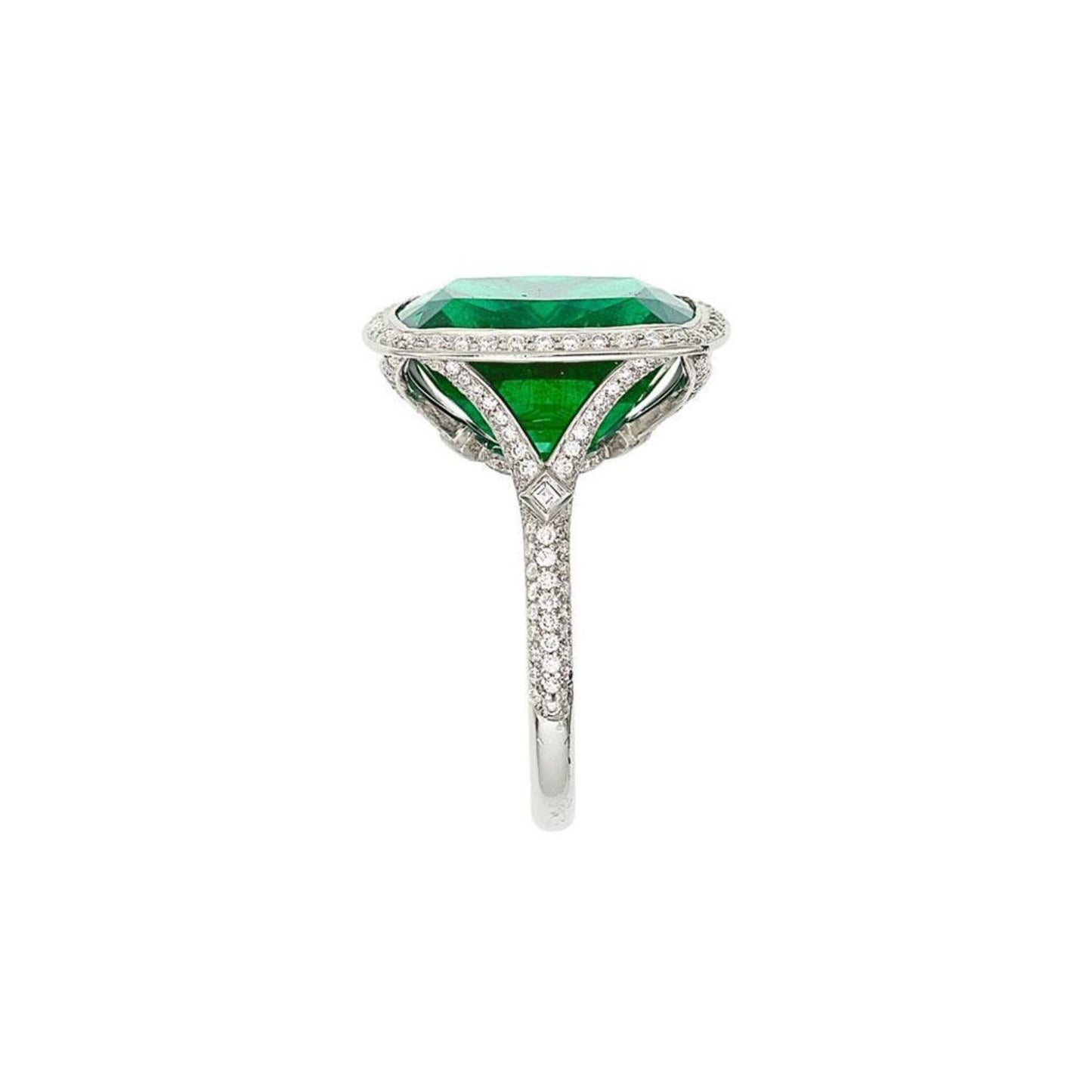 Art Deco Antique Emerald Ring, Vintage Natural Emerald Engagement Ring, Unique Emerald and Diamond Wedding Ring, Emerald Statement Ring