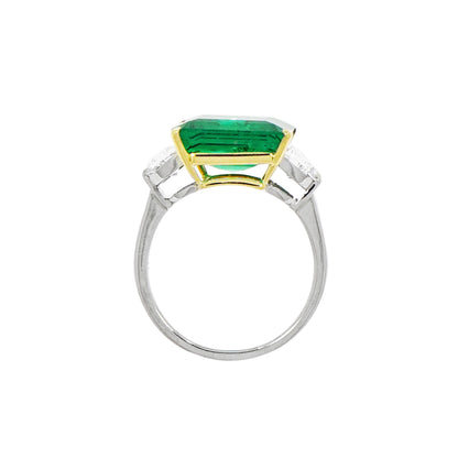 Minimalist 5 Carat Emerald and Diamond Engagement Ring, Antique Natural Emerald Statement Ring, Emerald Gold Ring, Promise Ring, Big Emerald