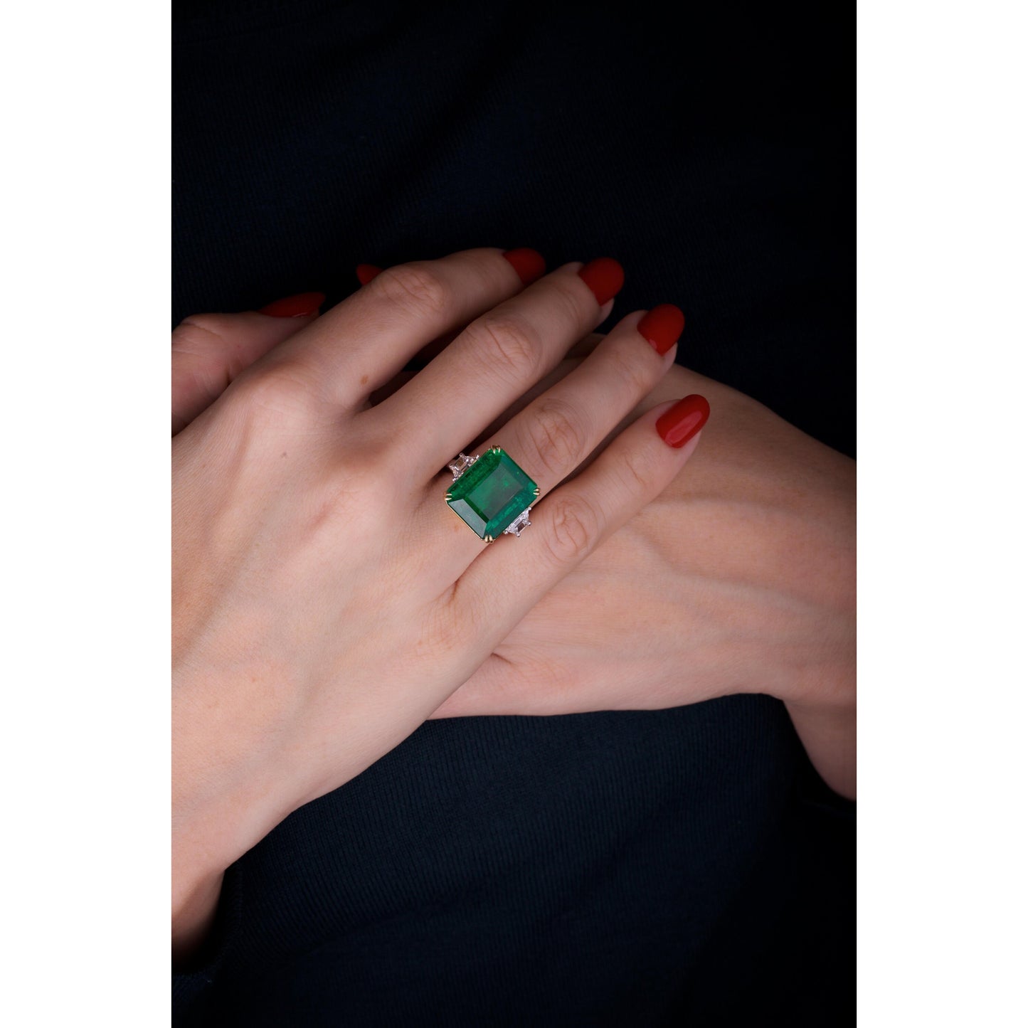 5 Carat Emerald Engagement Ring, Natural Emerald and Diamond Statement Ring, Antique Emerald Wedding Ring for Her, Promise Ring