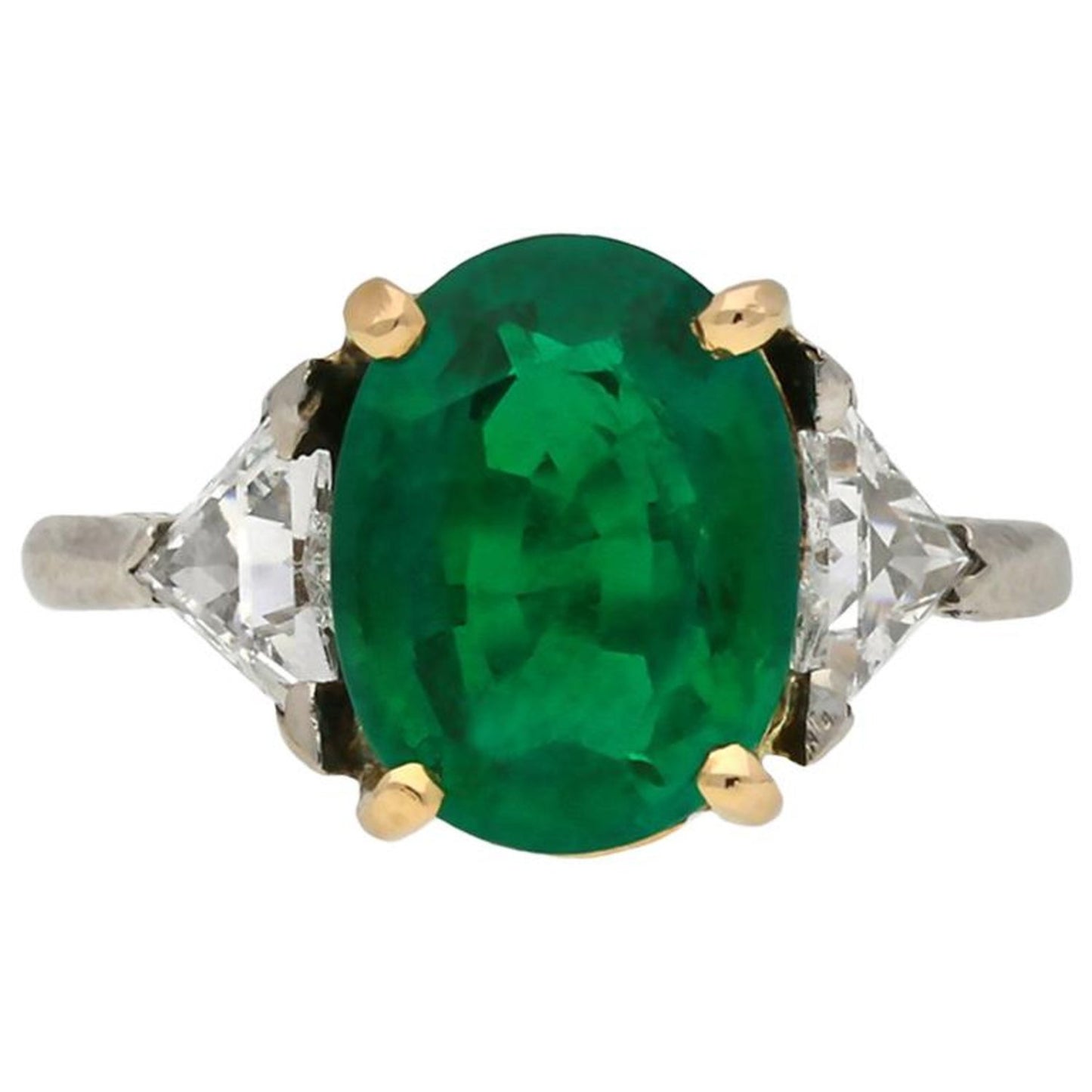 14K Gold Oval Cut Natural Emerald Engagement Ring, Emerald Diamond Solid Gold Ring for Her