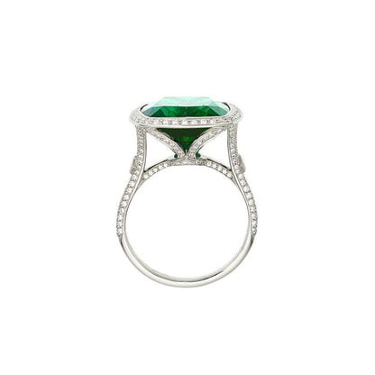 Art Deco Antique Emerald Ring, Vintage Natural Emerald Engagement Ring, Unique Emerald and Diamond Wedding Ring, Emerald Statement Ring