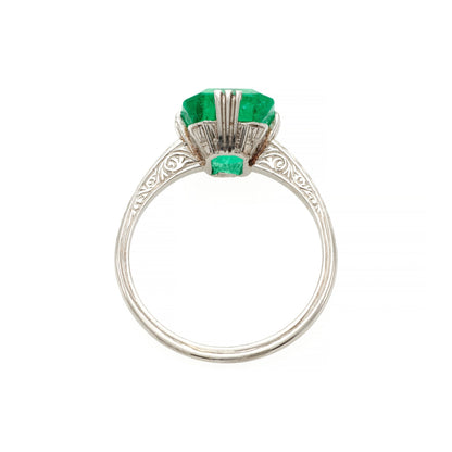 3 Carat Certified Natural Emerald Engagement ring, Unique Minimalist Emerald Statement Ring for Women, Antique Statement Ring, Promise Ring