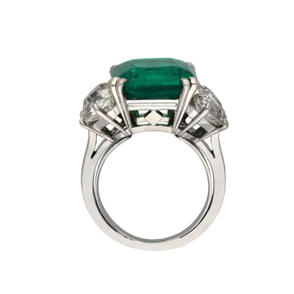 Minimalist 5 CT Emerald Engagement Ring, Antique Natural Emerald Gold Ring, Unique Emerald and Diamond Wedding Ring for Her Anniversary Ring