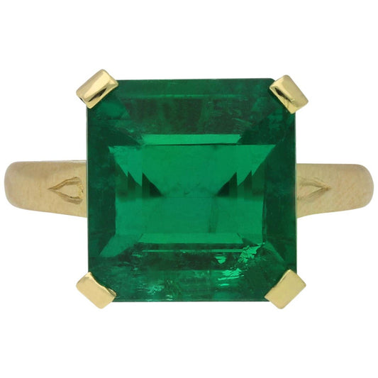 14K Gold Minimalist Emerald Engagement Ring, 4 Carat Natural Emerald Statement Ring, Big Natural Emerald Gold Ring, Unique Engagement Ring