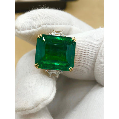 5 Carat Emerald Engagement Ring, Natural Emerald and Diamond Statement Ring, Antique Emerald Wedding Ring for Her, Promise Ring