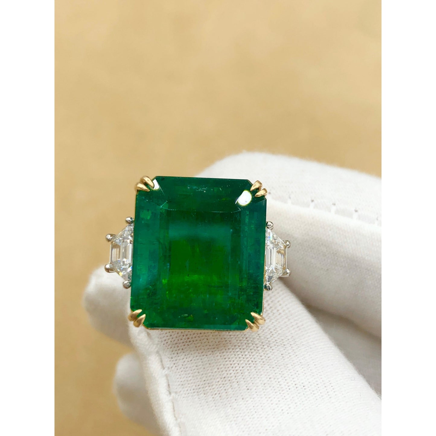 5 Carat Emerald Engagement Ring, Natural Emerald and Diamond Statement Ring, Antique Emerald Wedding Ring for Her, Promise Ring