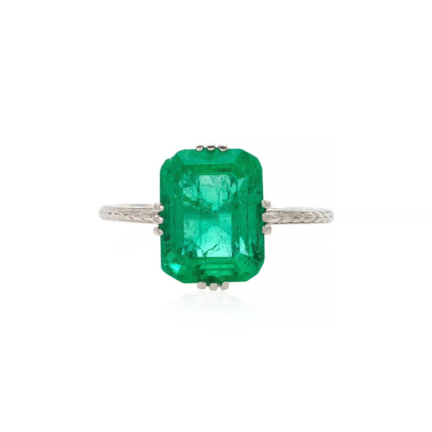 3 Carat Certified Natural Emerald Engagement ring, Unique Minimalist Emerald Statement Ring for Women, Antique Statement Ring, Promise Ring