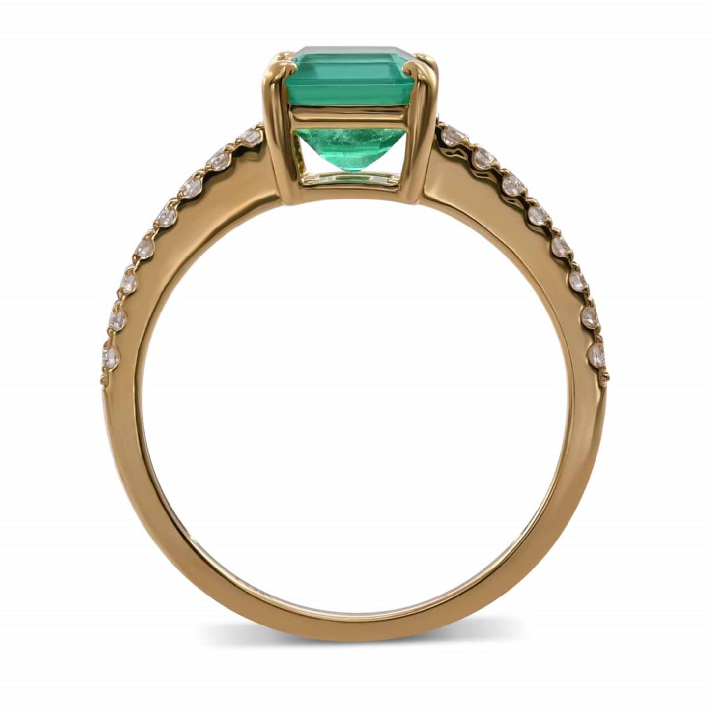 Antique Emerald Engagement Ring, Art Deco Natural Emerald and Diamond Statement Ring, 14K Yellow Gold Emerald Promise Ring for her