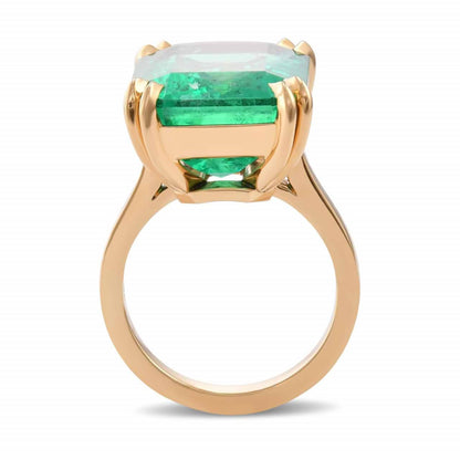 Anillo de compromiso con esmeralda de 4 quilates, anillo llamativo de esmeralda natural en oro de 14 quilates, anillo de bodas con esmeralda de talla esmeralda antigua para ella, anillo de promesa