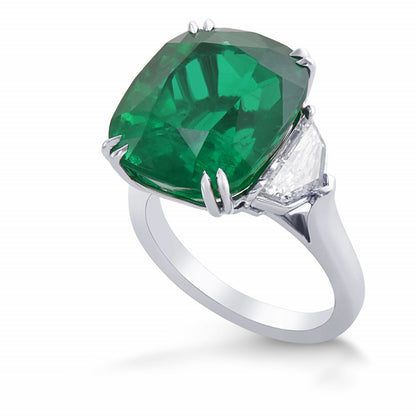 5 Carat Emerald Engagement Ring, Cushion Cut Natural Emerald and Diamond Statement Ring, Antique Emerald Wedding Ring for Her, Promise Ring