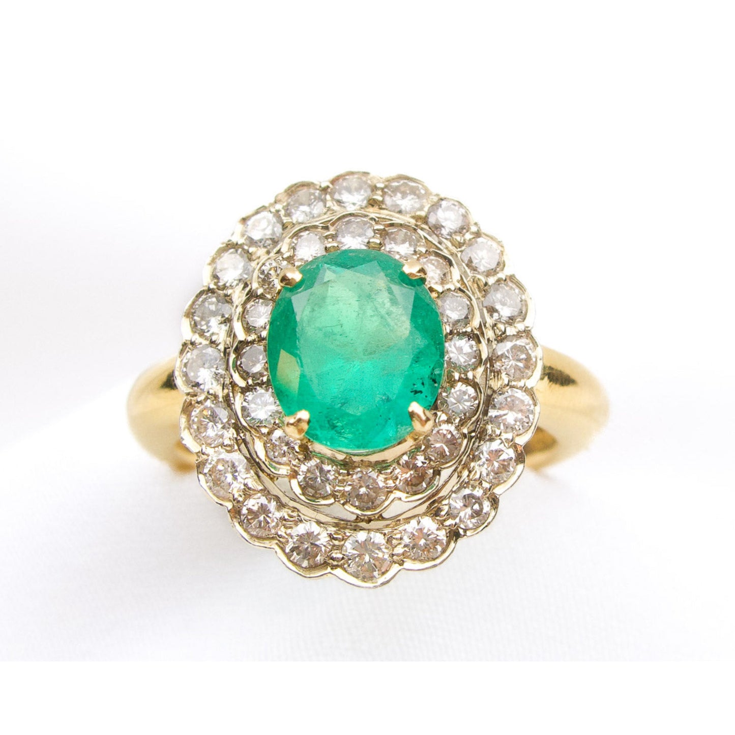 Vintage Emerald Engagement Ring, 14K Gold Natural Emerald Engagement Ring, Natural Emerald Diamond Statement Ring Promise Ring