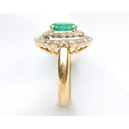 Vintage Emerald Engagement Ring, 14K Gold Natural Emerald Engagement Ring, Natural Emerald Diamond Statement Ring Promise Ring