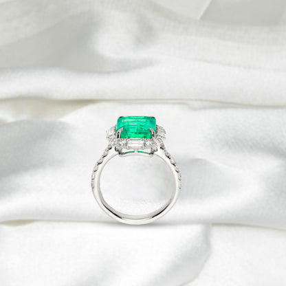 Vintage Emerald Engagement Ring, Antique Natural Emerald Diamond Wedding Ring For Her, Unique May Birthstone Gift Ring, Promise Ring For Her