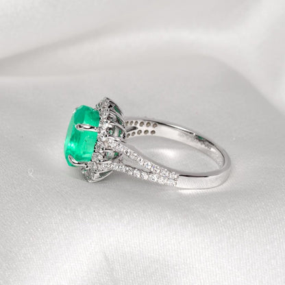 14K Gold Natural Emerald Engagement Ring Antique Emerald Diamond Statement Ring Unique Emerald Wedding Ring Birthstone Promise Ring For Her