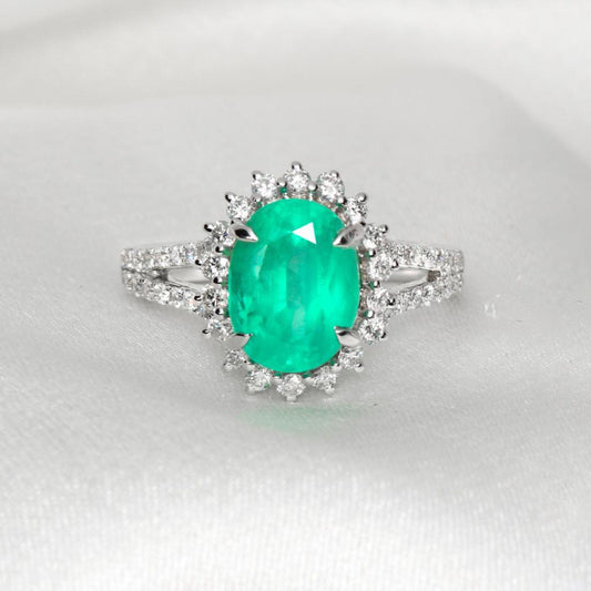 14K Gold Natural Emerald Engagement Ring Antique Emerald Diamond Statement Ring Unique Emerald Wedding Ring Birthstone Promise Ring For Her