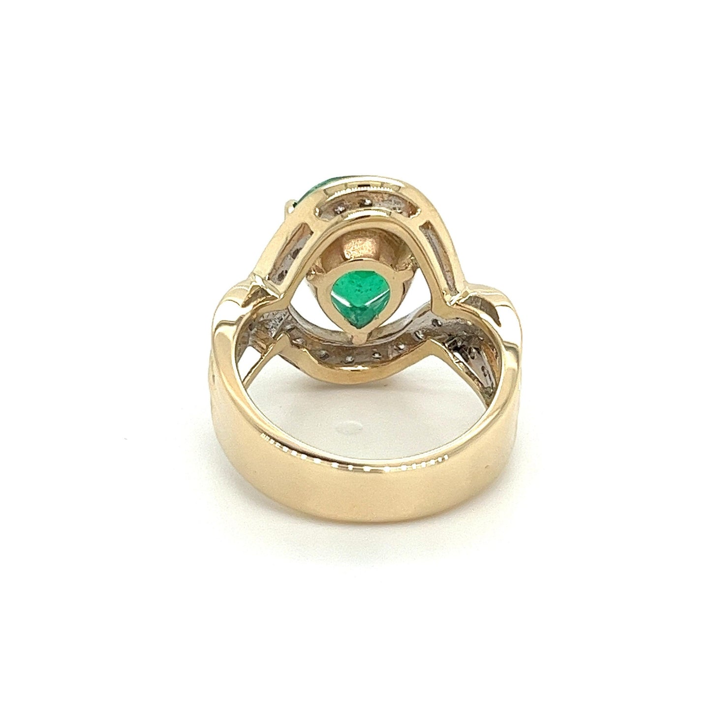 Antique Pear Cut Natural Emerald Diamond Wedding Ring, Unique 5 CT Emerald Engagement Ring, 14K Gold Emerald Twisted Band Ring, Gift For Her