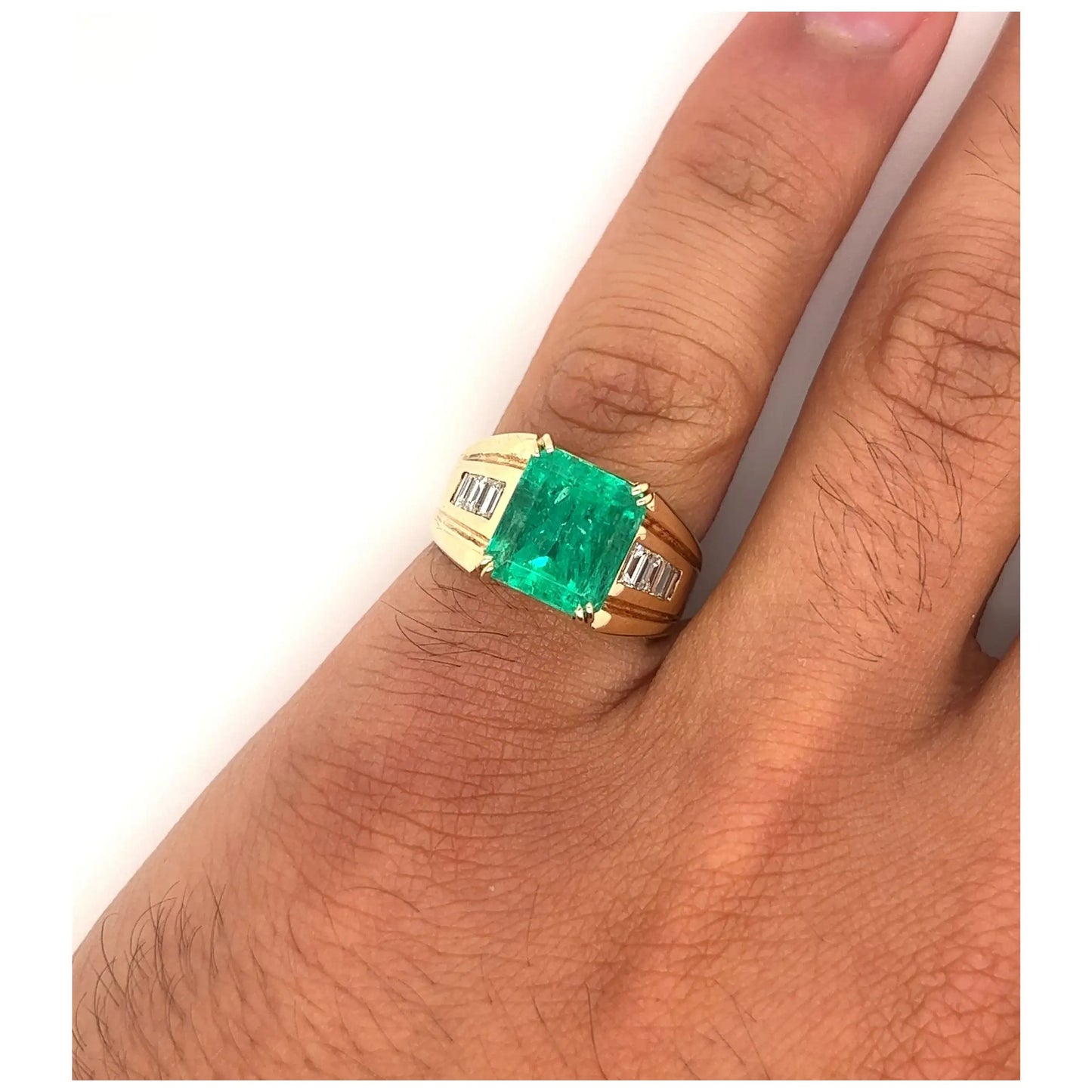 Anillo de compromiso con esmeralda natural y diamantes, anillo de bodas de talla esmeralda para ella, alianza de bodas con esmeralda, anillo llamativo, anillo de promesa