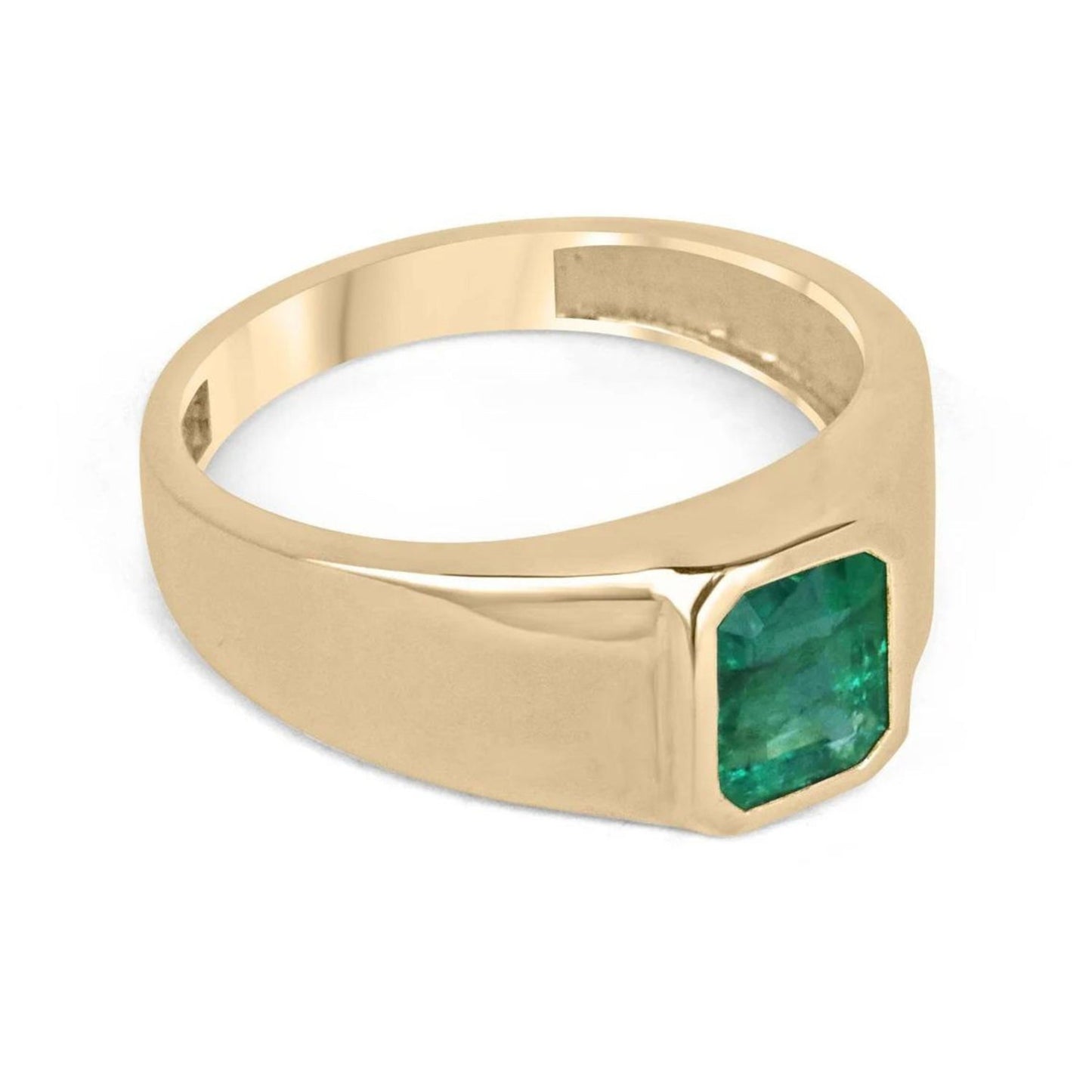 Alianza de boda minimalista con esmeralda para ella, anillo exclusivo con esmeralda natural, anillo de oro con esmeralda